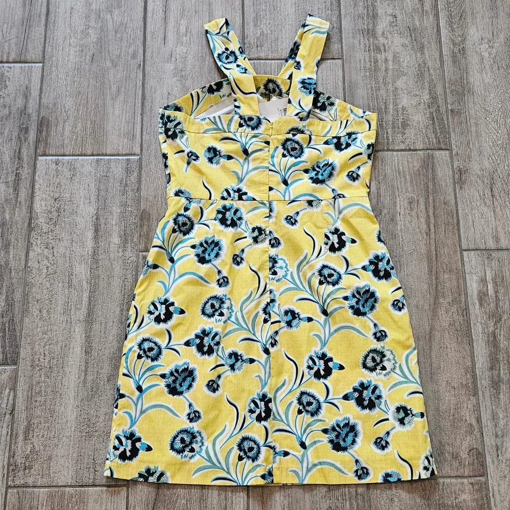 Topshop Mini Dress Size 6 Yellow NEW Floral Halter Cross Front Sundress Mod 60s